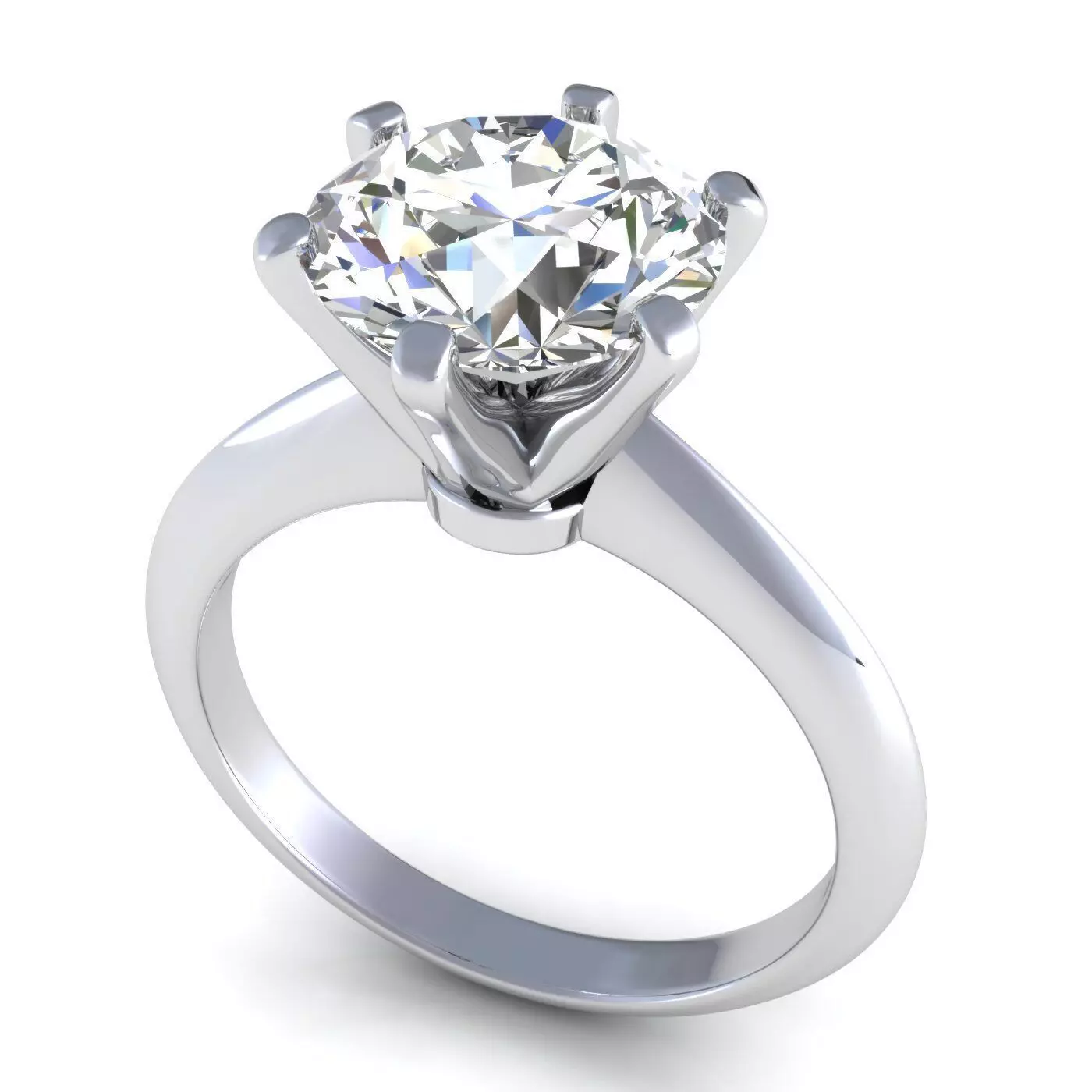 Tiffany Solitaire Diamond Wedding Ring 3D print model