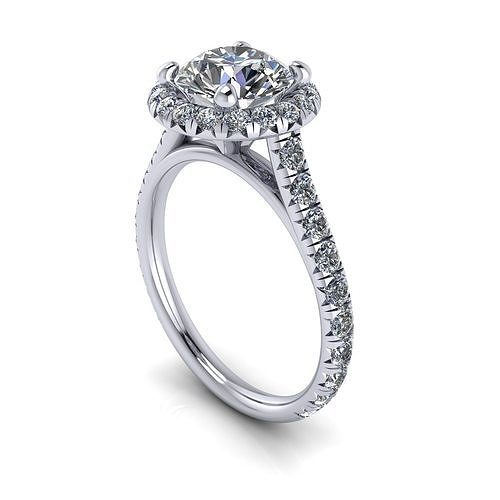 Pav Set Woman Engagement Ring V2 Ring 3D print model