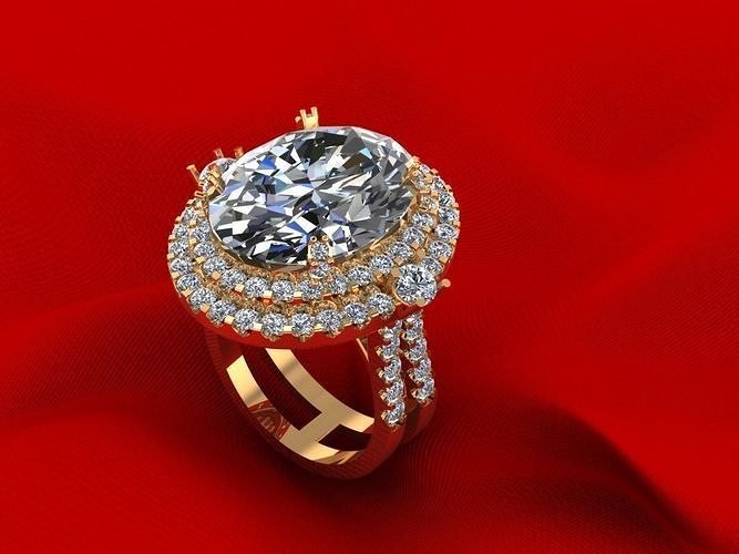 Oval Halo Wedding Ring 205 3D print model