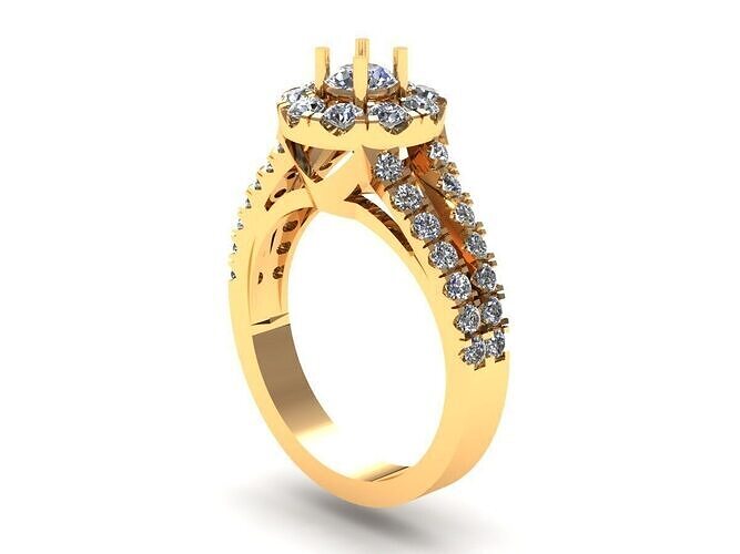 Pav Set Round Engagement Ring 589 3D print model