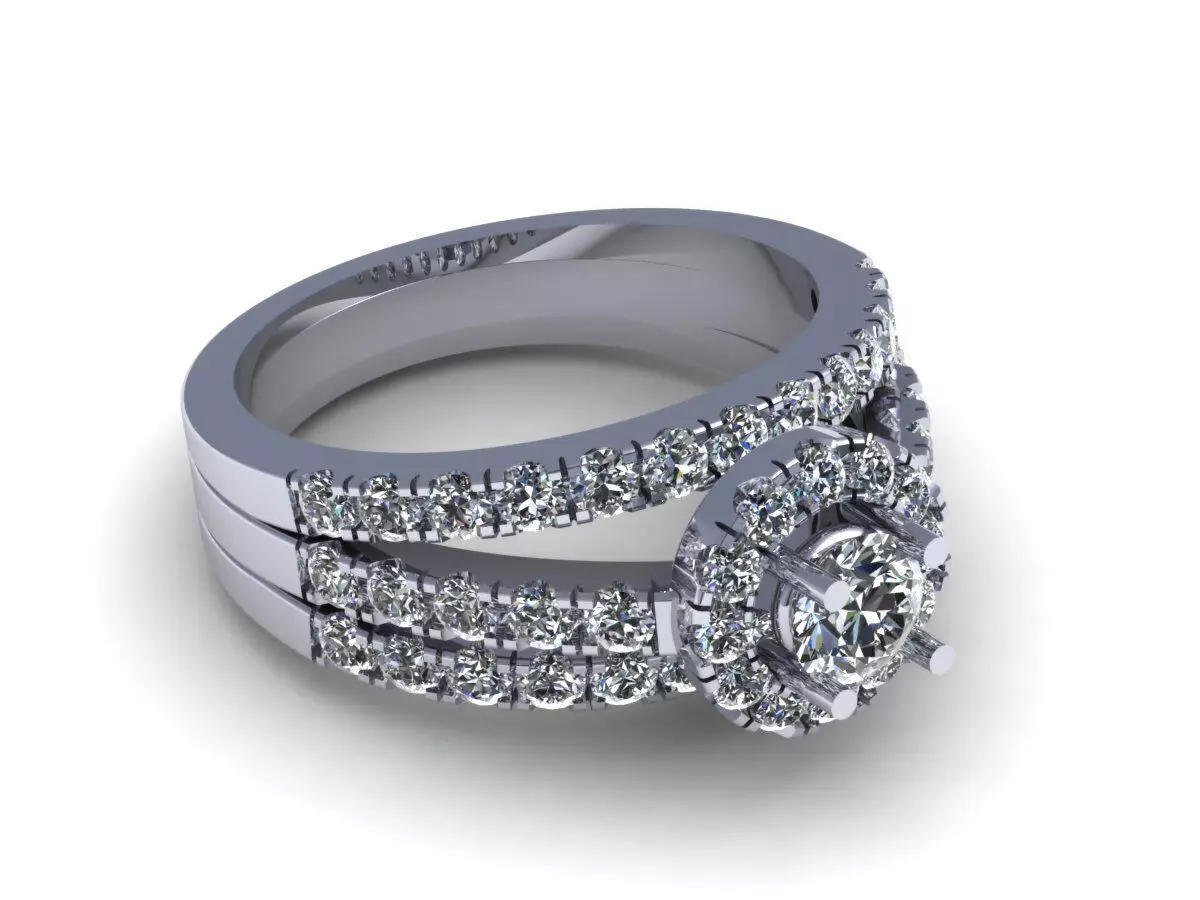 Three Row Tension Diamond Wedding Ring 300 3D print model