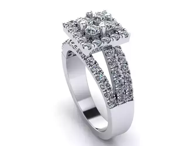 Square Loose Stone Wedding Ring 310