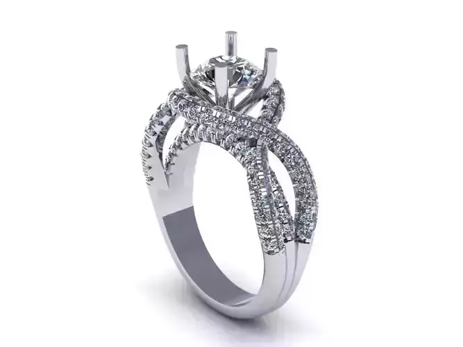 Solid Love Side Stone Woman Wedding Ring 133