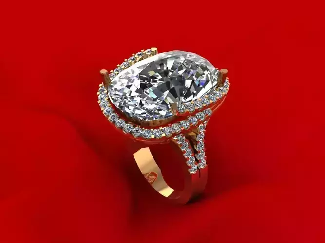 Reverse Oval Stone Wedding Ring 465