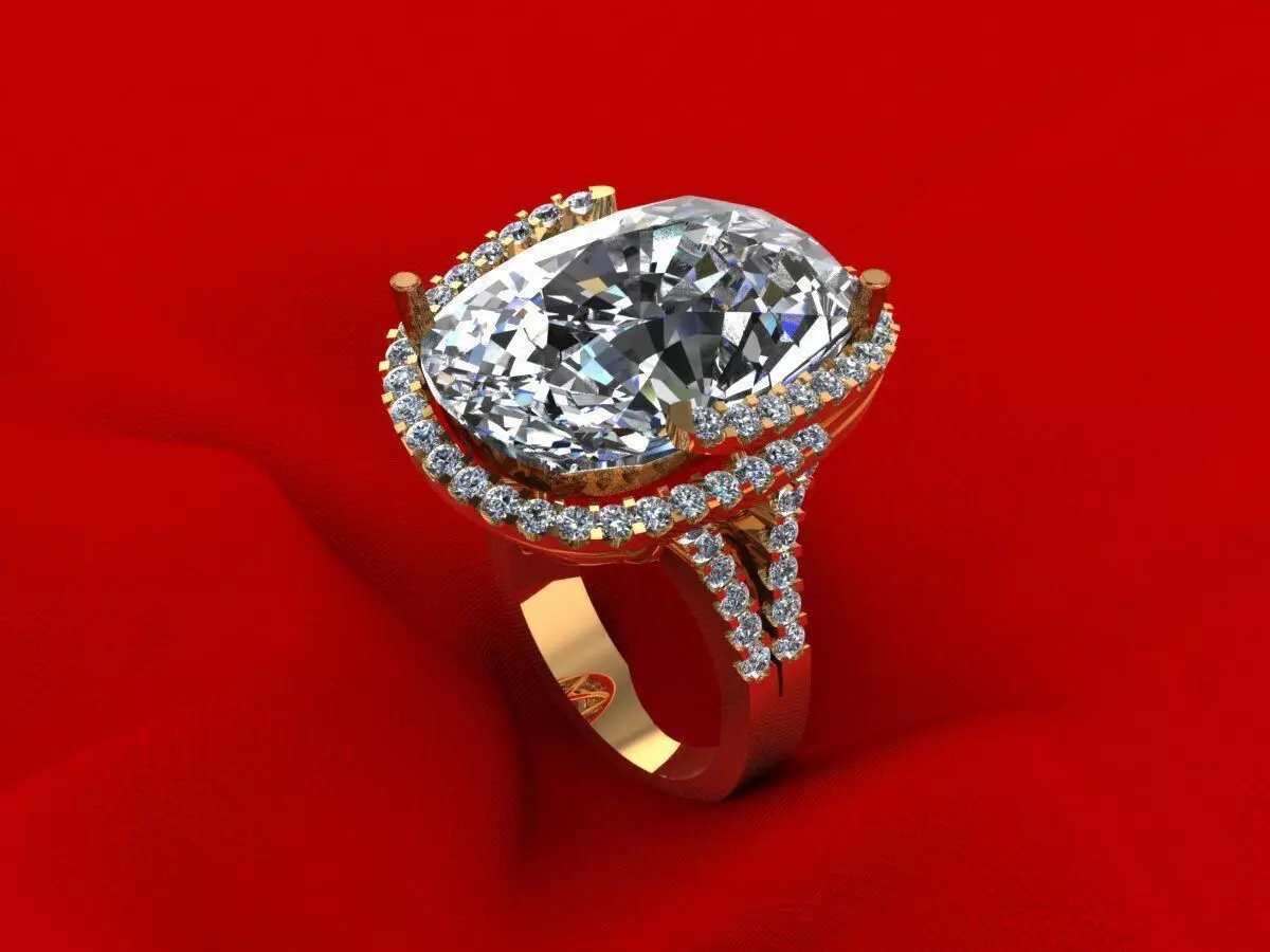 Reverse Oval Stone Wedding Ring 465 3D print model