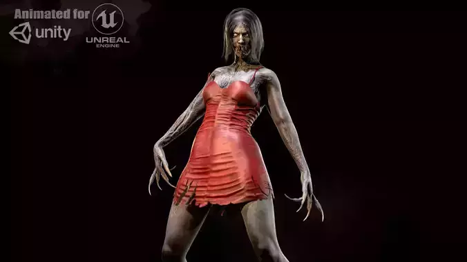 ZombieScreamer Low-poly 3D model