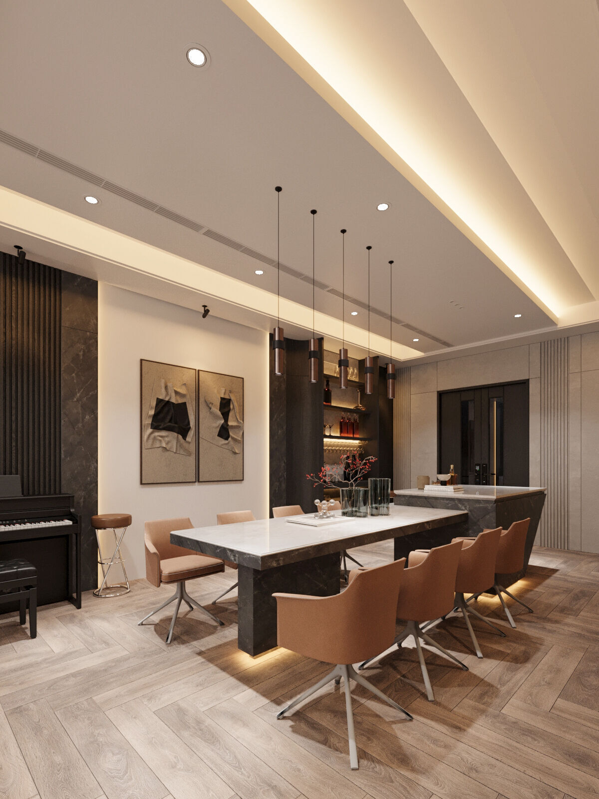 Modern Townhouse with Void Space 3D model_1