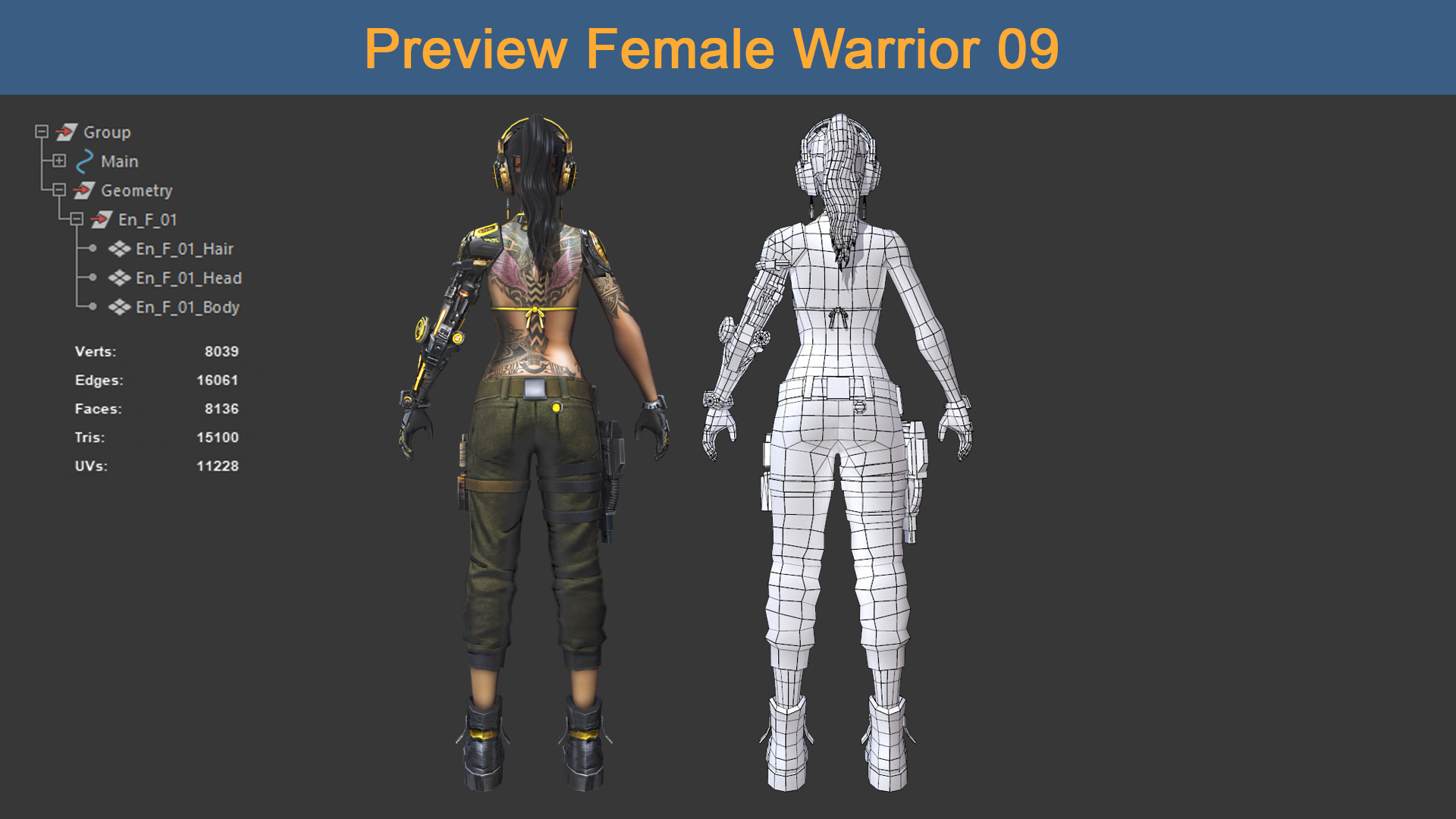 Character Female Warriors 09 - Ready for game Low-poly 3D model_6