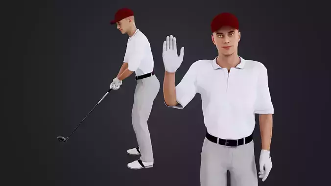 Golf Playe Low-poly 3D model