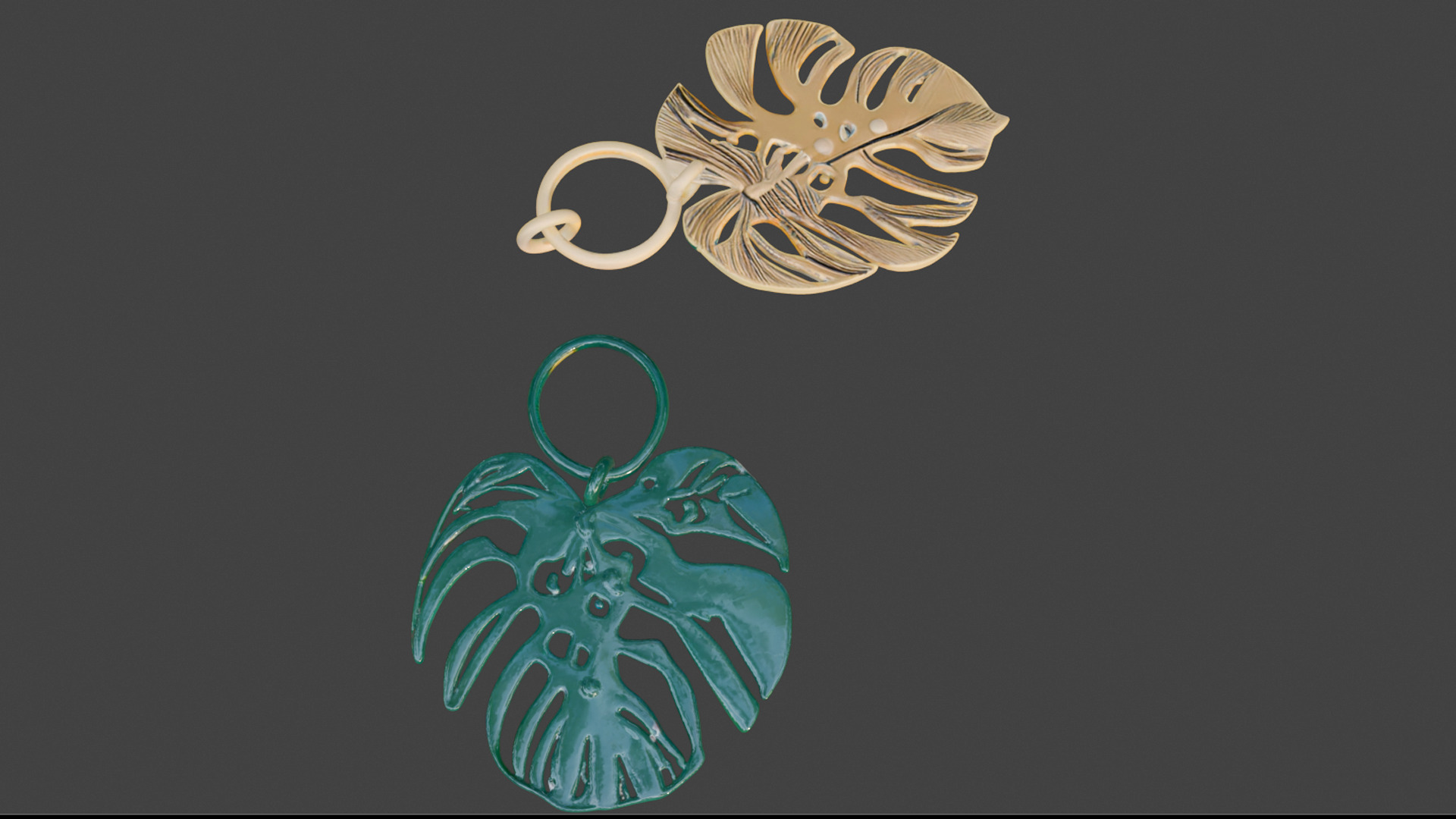 Monstera Leaf Keychain 3D Printable Model Set of 2 Styles 3D print model_2