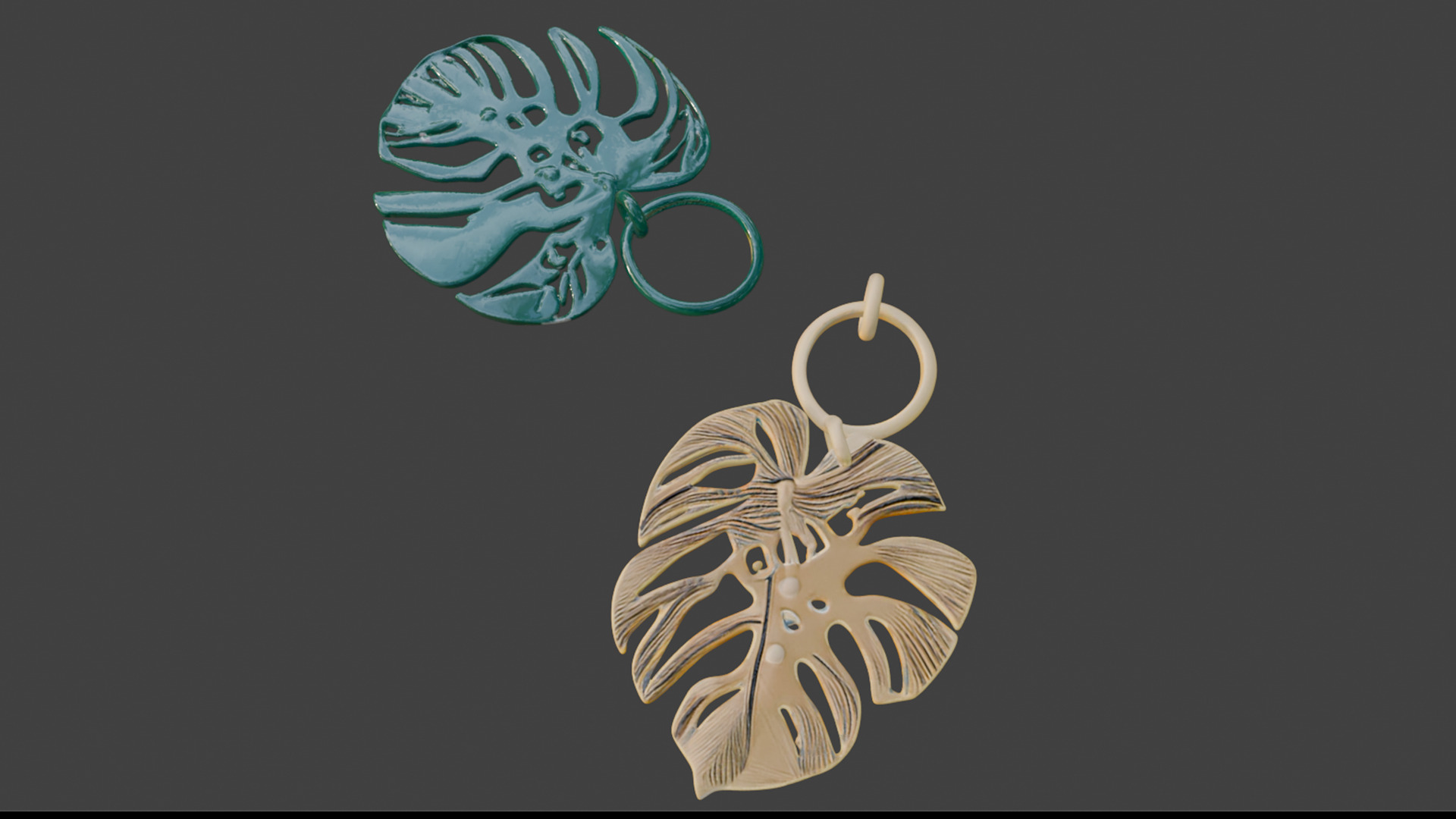 Monstera Leaf Keychain 3D Printable Model Set of 2 Styles 3D print model_3
