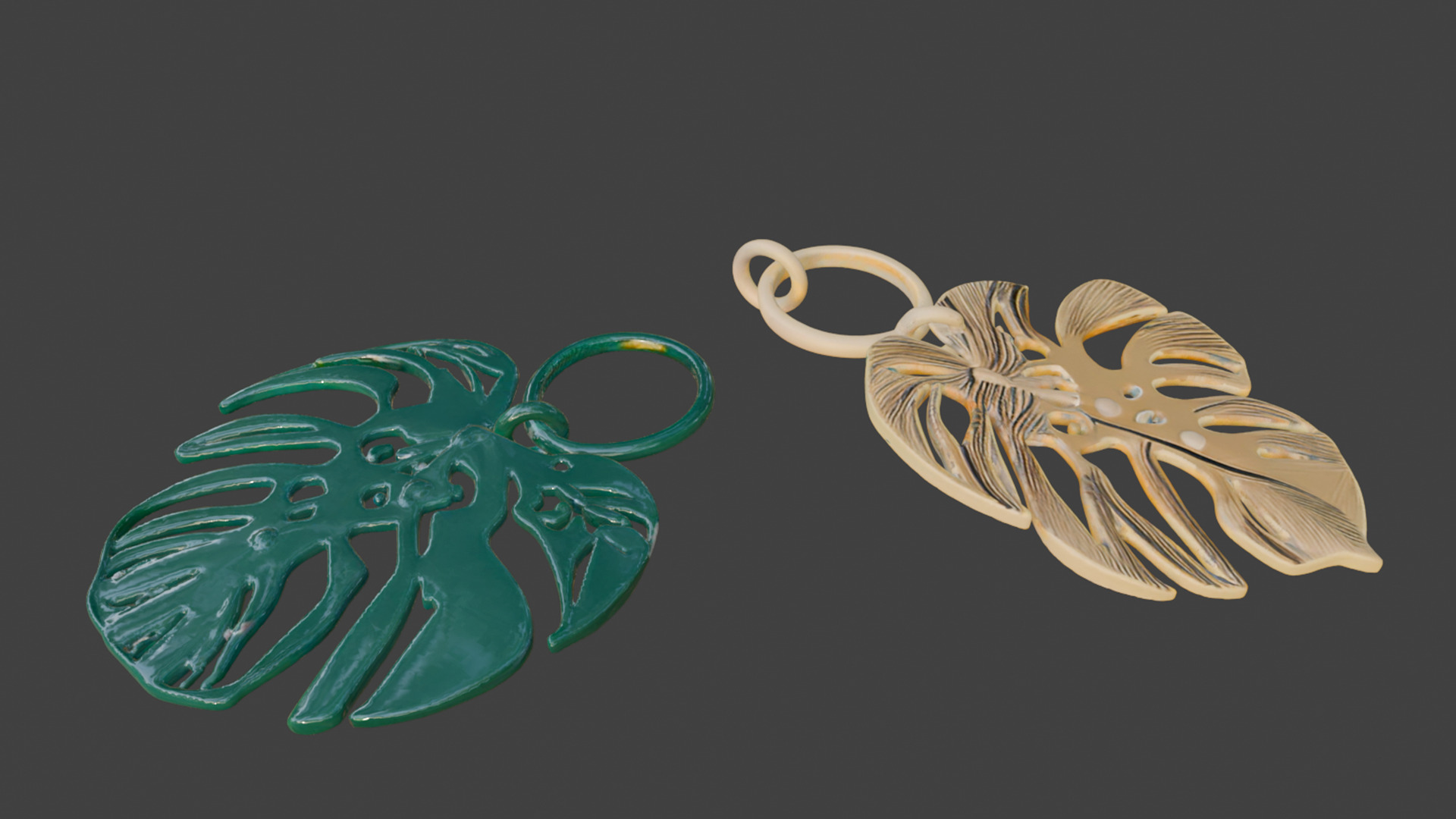 Monstera Leaf Keychain 3D Printable Model Set of 2 Styles 3D print model_1