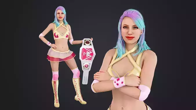Wrestling Goddess Low-poly 3D model