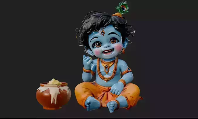 Baby Krishna 3D Printable Figurine  High-Detail  STL Model  3D print model