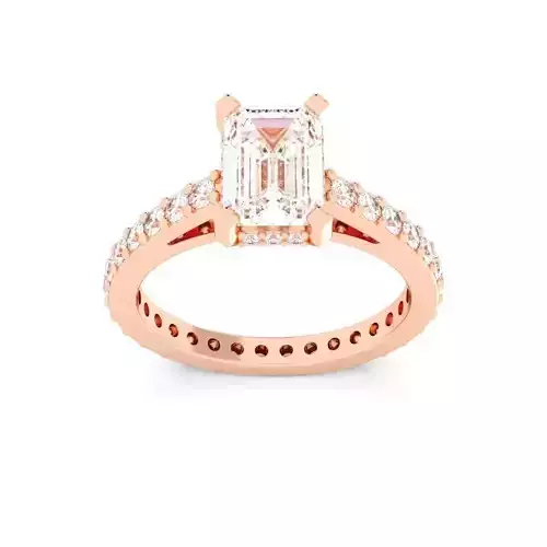 Emerald Cut Hidden Halo Engagement Ring