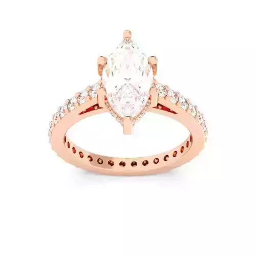 Marquise Cut Hidden Halo Engagement Ring