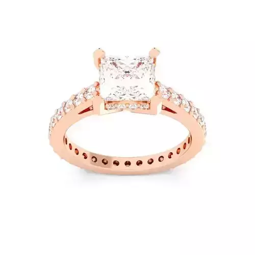 Princess Cut Hidden Halo Engagement Ring