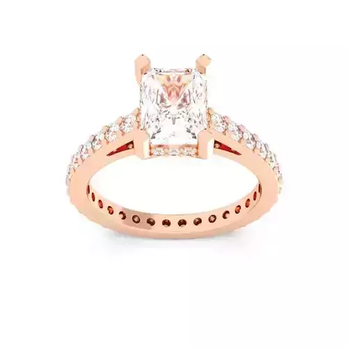 Radiant Cut Hidden Halo Engagement Ring