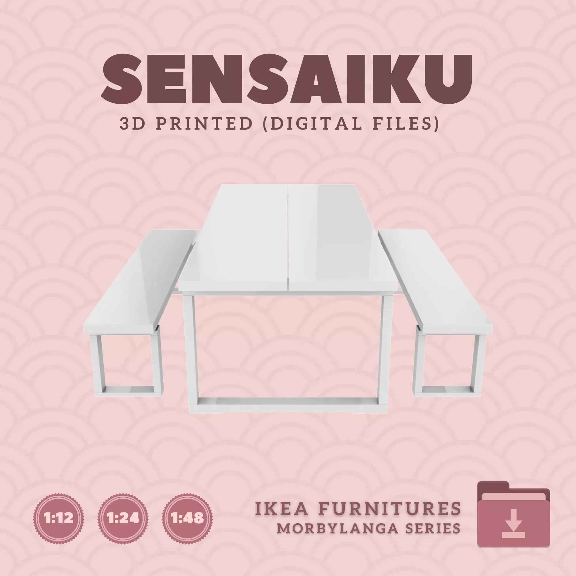5 MORBYLANGA Table and Bench for Dollhouse - IKEA - 3D Print 3D print model