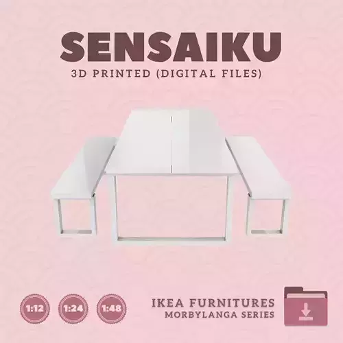 5 MORBYLANGA Table and Bench for Dollhouse - IKEA - 3D Print 3D print model