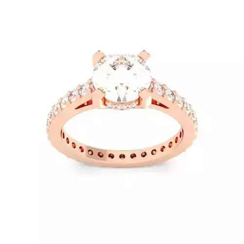 Round  Cut Hidden Halo Engagement Ring