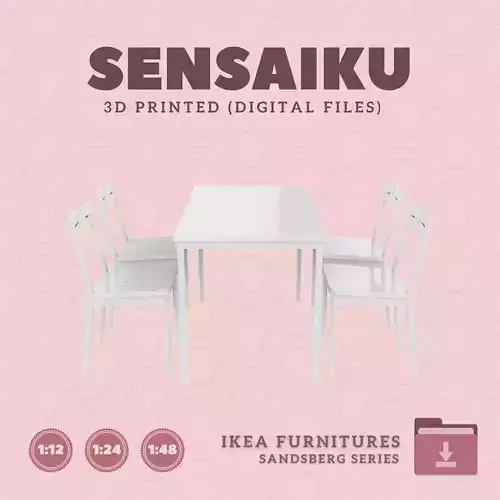 3 SANDSBERG Table and Chairs for Dollhouse - IKEA - 3D Print
