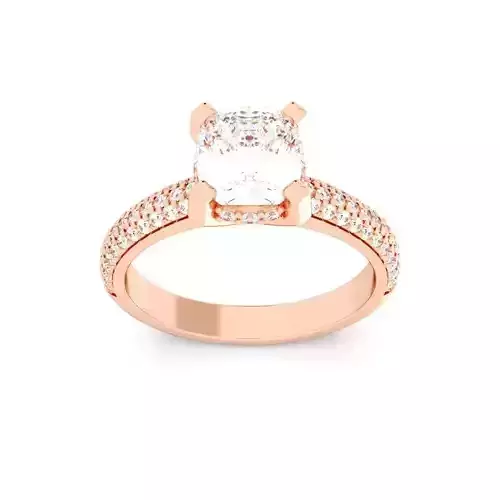 Cushion Cut Hidden Halo Engagement Ring