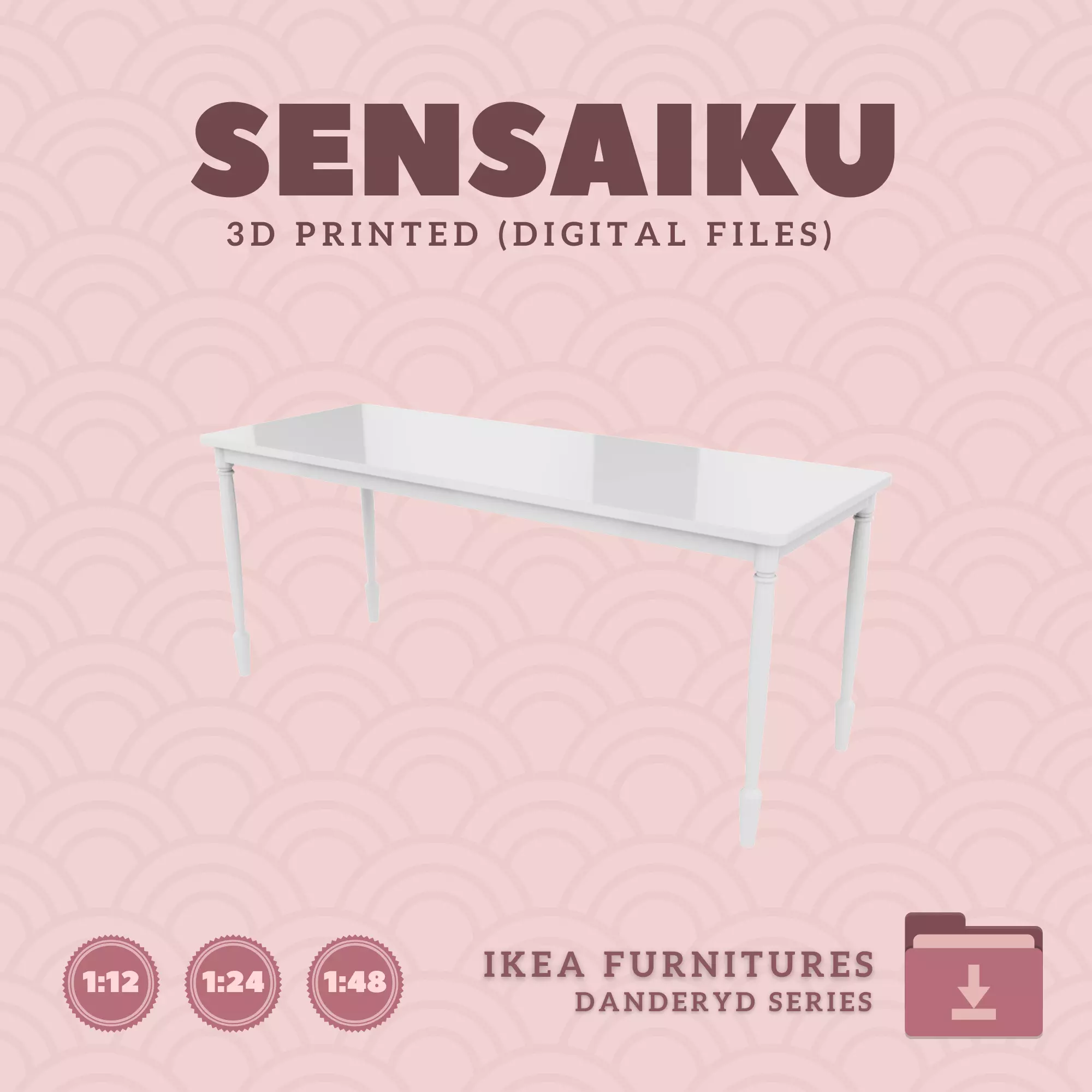 1 DANDERYD Dining Table 70 In for Dollhouse - IKEA - 3D Print 3D print model