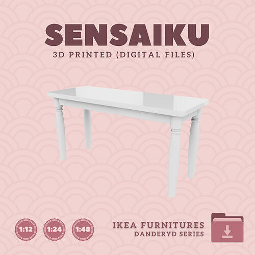 2 DANDERYD Bench 35 In for Dollhouse - IKEA - 3D Print 3D print model