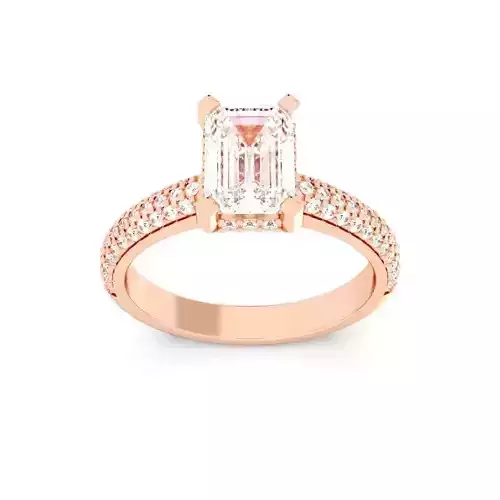 Emerald Cut Hidden Halo Engagement Ring