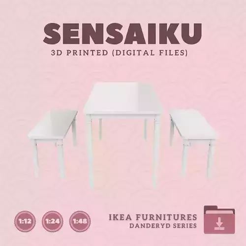4 DANDERYD Table with Bench  for Dollhouse - IKEA - 3D Print