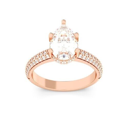 Pear Cut Hidden Halo Engagement Ring 3D print model