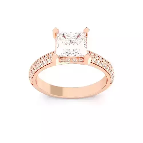 Princess Cut Hidden Halo Engagement Ring