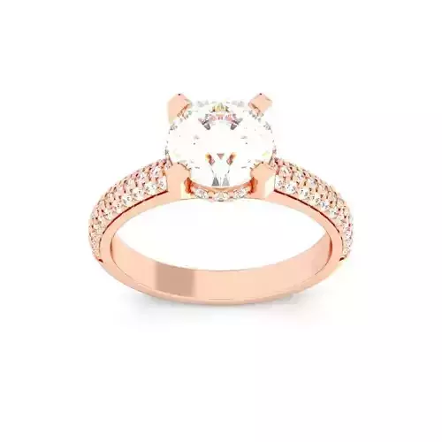 Round Cut Hidden Halo Engagement Ring