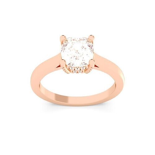 CUSHION Cut Hidden Halo Engagement Ring 3D print model