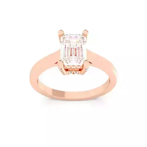 EMERALD Cut Hidden Halo Engagement Ring