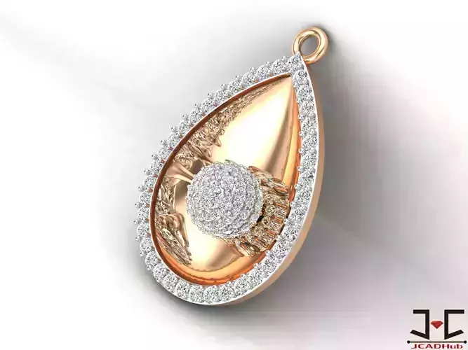 0251 - High Polish Gold Diamond Pendant Set for Girls - JCADHub 3D print model