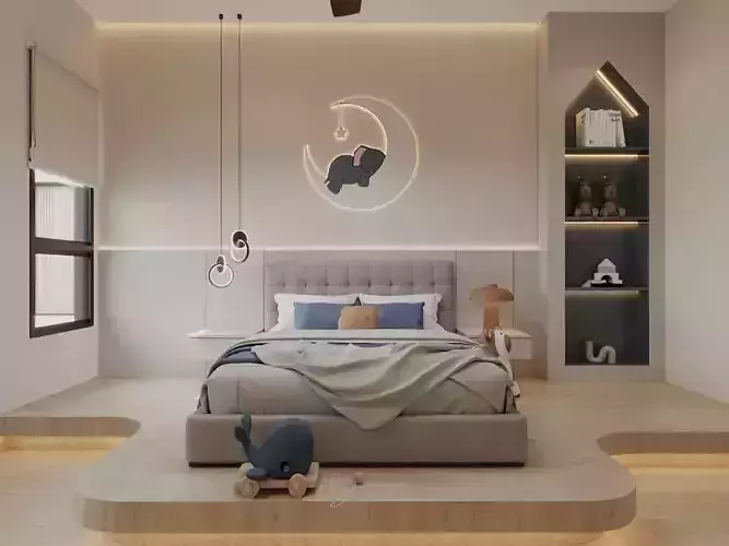Modern Kids Bedroom Interior 3D Model