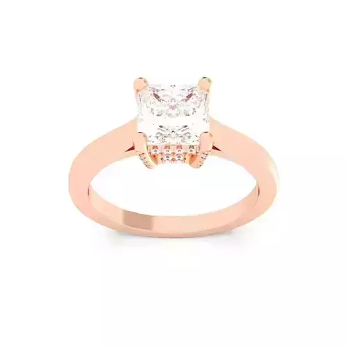 PRINCESS Cut Hidden Halo Engagement Ring
