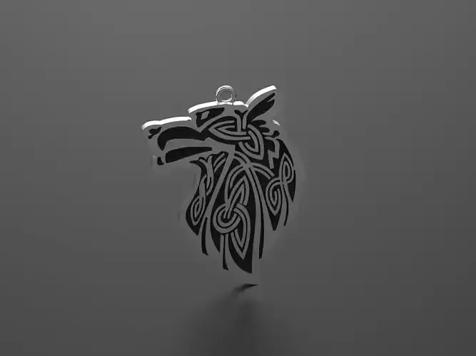 Celtic Wolf Head Pendant