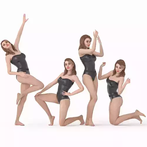 High-Quality 3D Female Character - Dynamic Dance and Diva Poses Low-poly 3D model