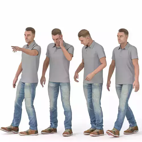  3D Model Person in Casual Jean Wear