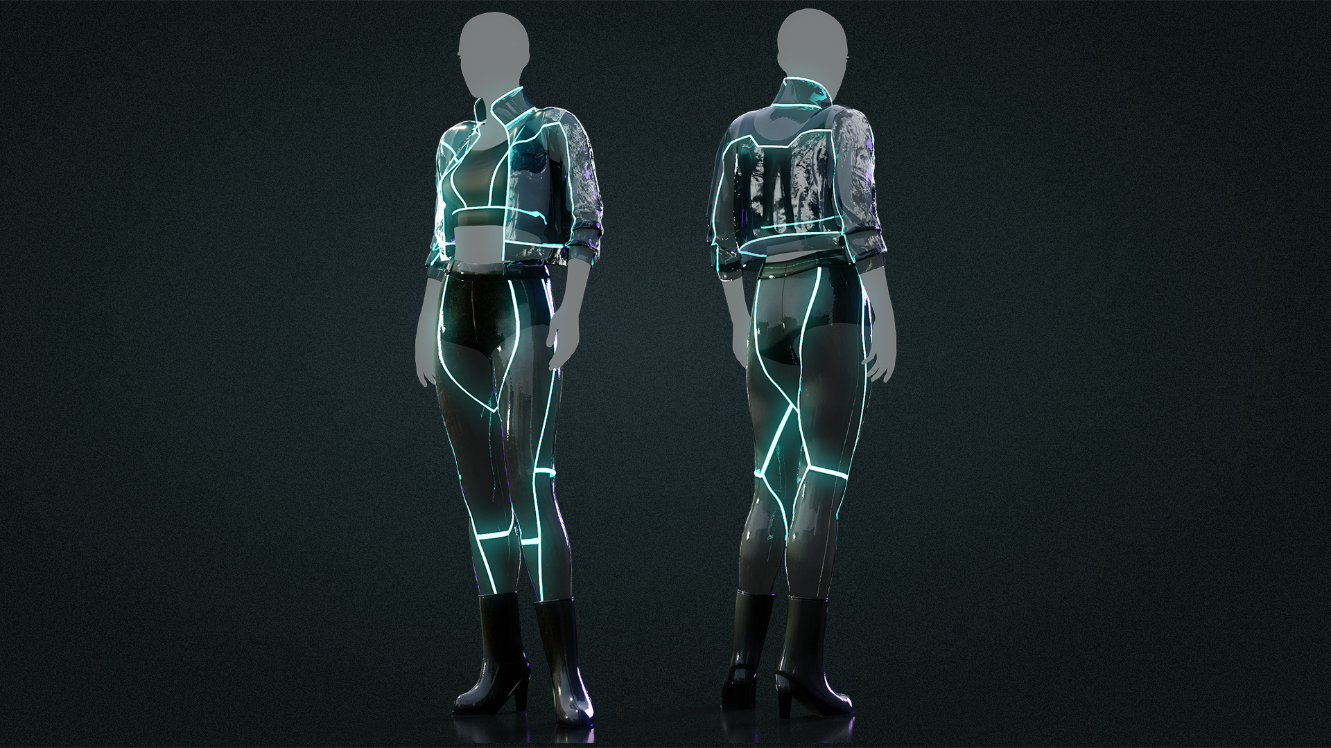 Cyberpunk Neon Outfit Low-poly 3D model_3