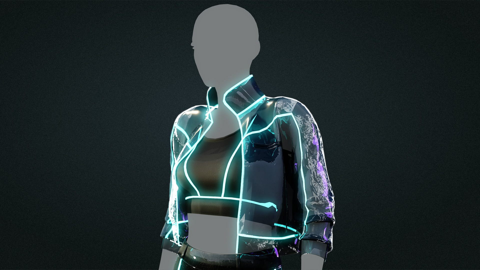 Cyberpunk Neon Outfit Low-poly 3D model_4