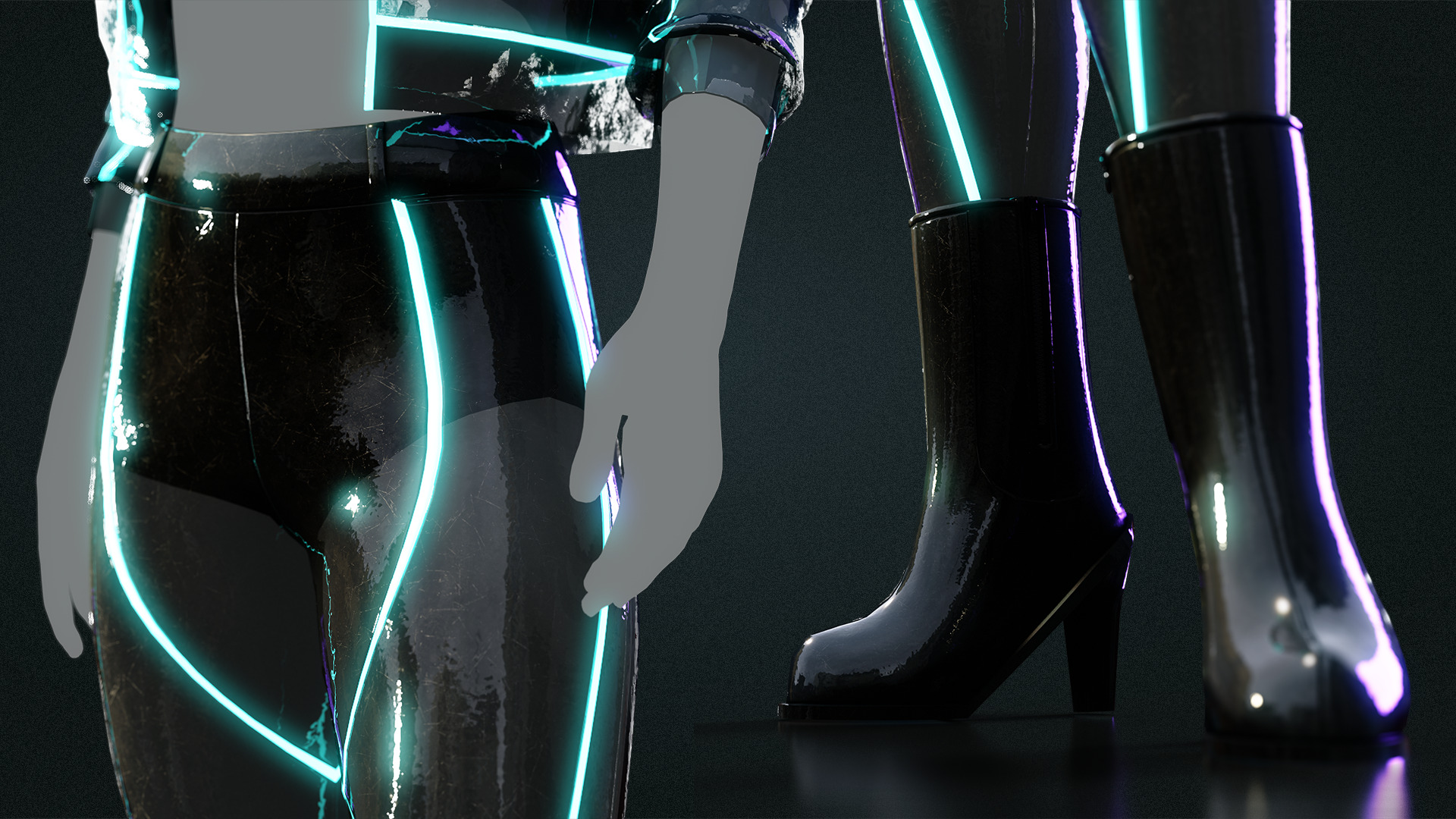 Cyberpunk Neon Outfit Low-poly 3D model_5