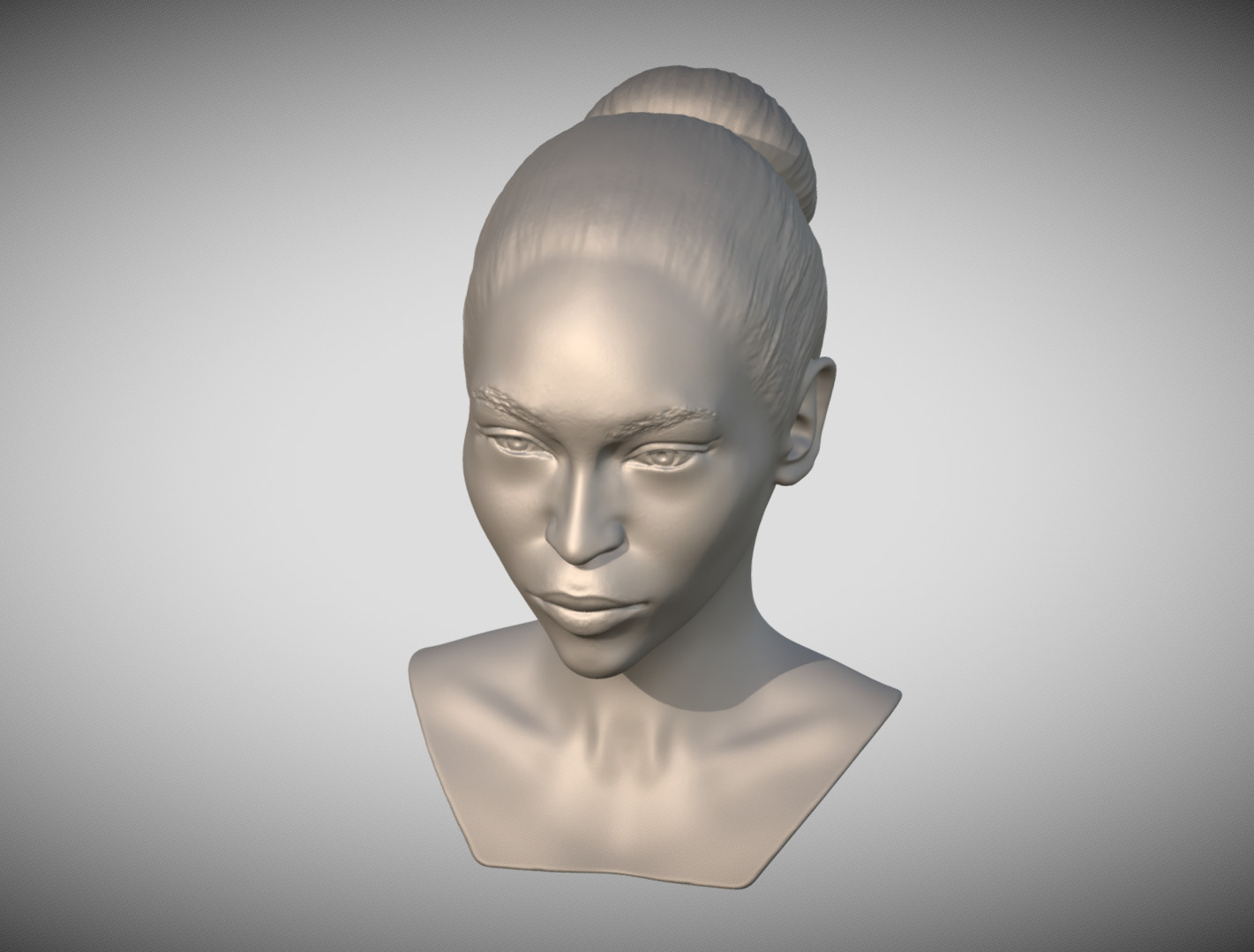 Attractive afroamerican woman bust 3D printing ready 4 3D print model_13
