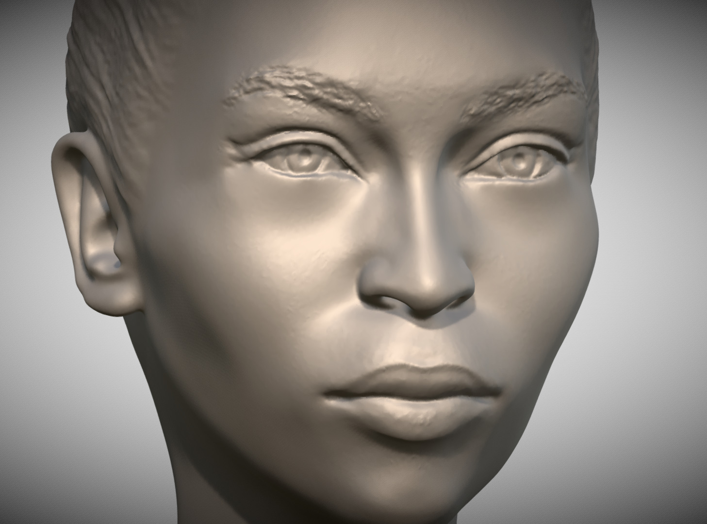 Attractive afroamerican woman bust 3D printing ready 4 3D print model_11
