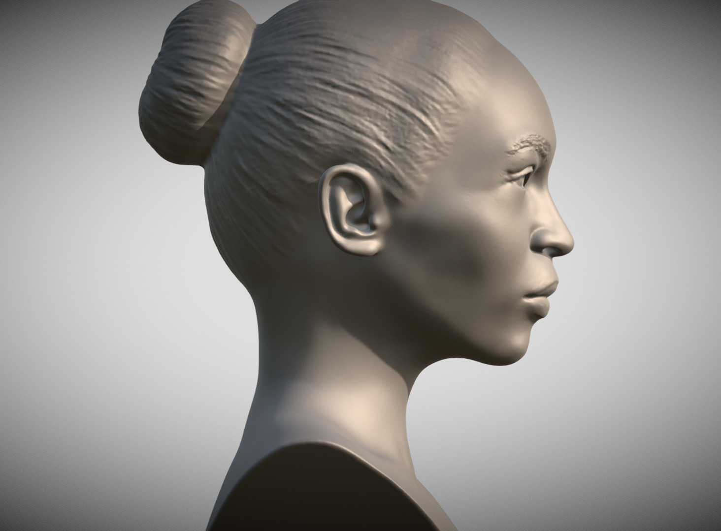 Attractive afroamerican woman bust 3D printing ready 4 3D print model_7