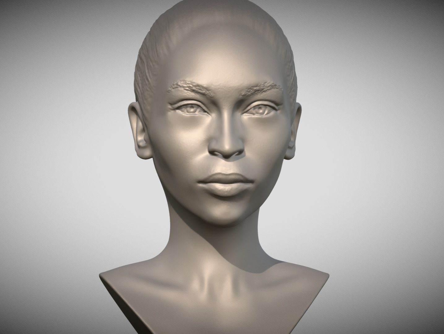 Attractive afroamerican woman bust 3D printing ready 4 3D print model_10