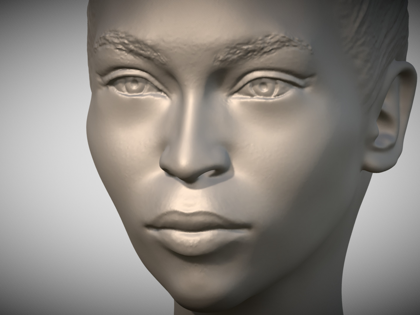 Attractive afroamerican woman bust 3D printing ready 4 3D print model_12